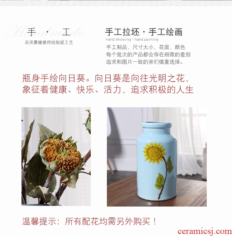 Jingdezhen contemporary and contracted ceramic vase furnishing articles creative living room small pure and fresh and dry flower arranging, table decorations