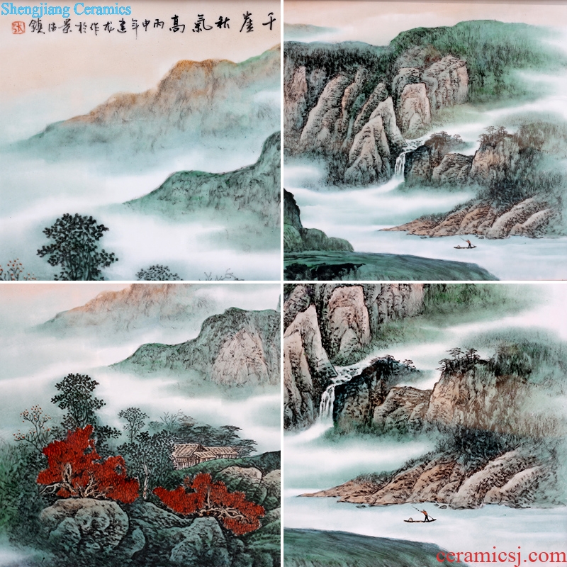 Jingdezhen ceramic hand-painted thousand high cliff autumn porcelain plate painting the sitting room living room sofa setting wall adornment that hang a picture