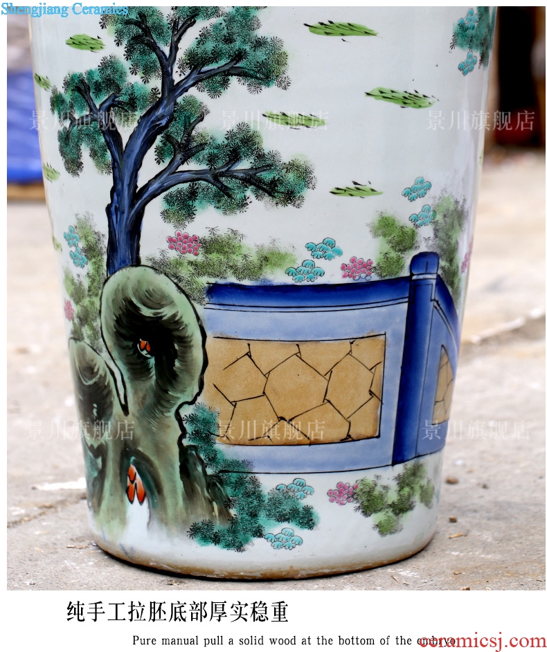 Jingdezhen ceramic hand-painted pastel ensemble of large vase home sitting room hotel Chinese large-sized furnishing articles