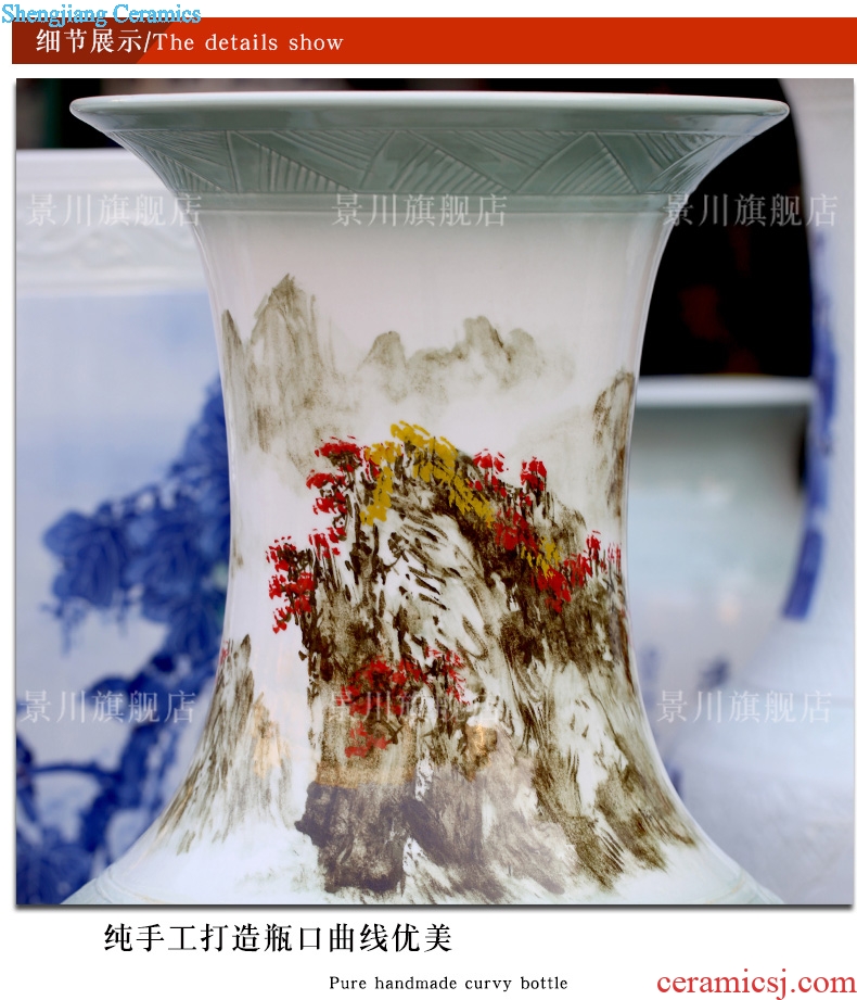 Jingdezhen ceramics green landscape painting sculpture of large vase full shade big porcelain sitting room furnishing articles