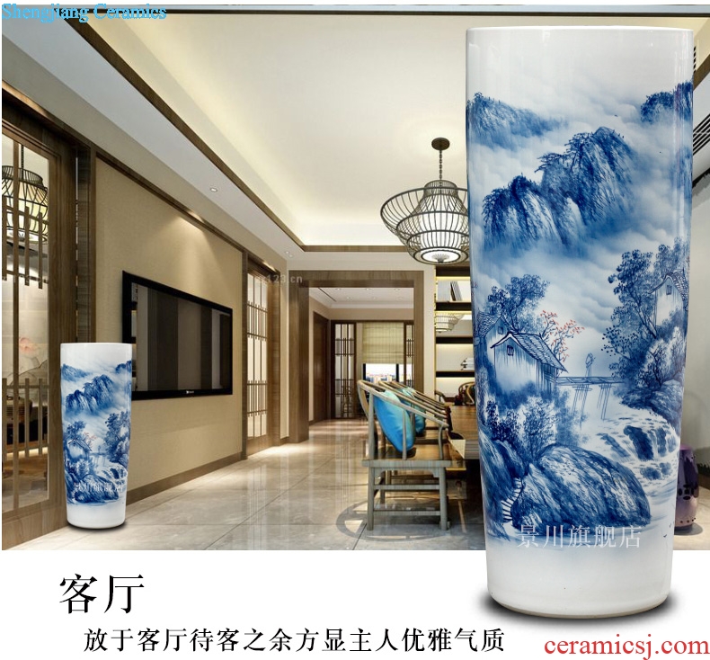 Jingdezhen ceramic hand-painted scenery of large vase home furnishing articles modern quiver landing craft ornaments sitting room