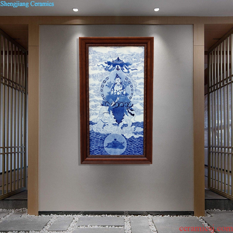 Jingdezhen ceramic blue and white figure of Buddha hand-painted porcelain plate painter hangs a picture murals in the sitting room porch decoration