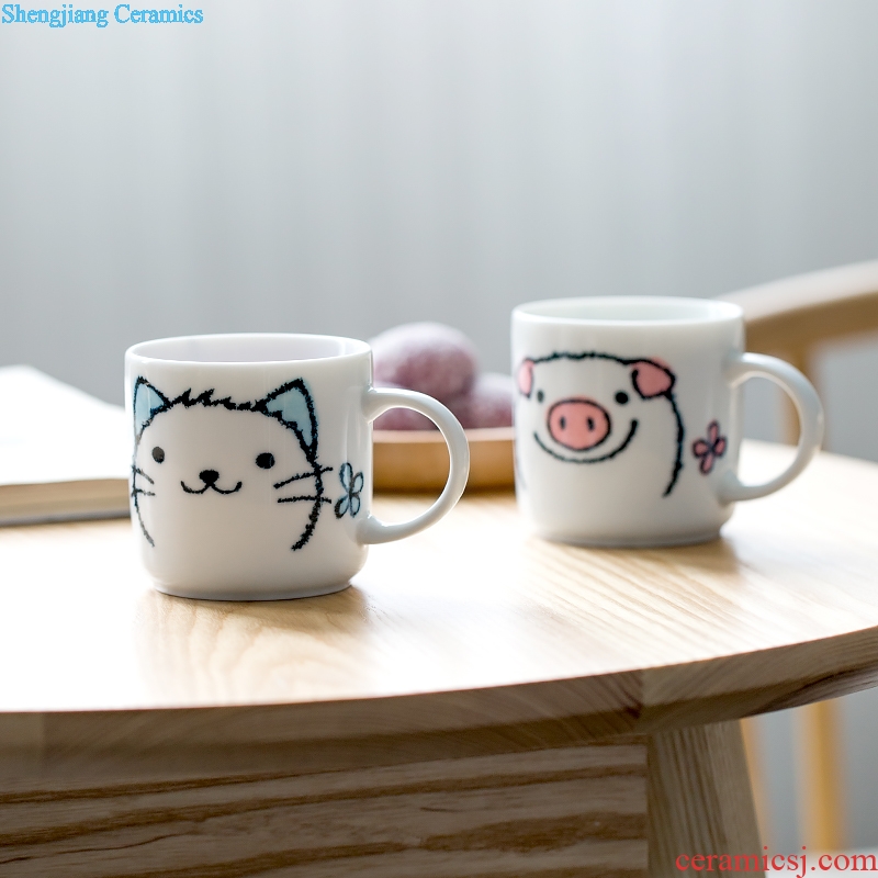 Million jia Japanese Japanese ceramic cute cartoon mark cup domestic cup children glass cups milk cup