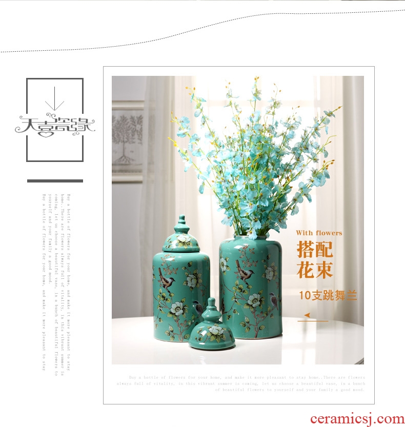 American pastoral retro ceramic storage tank is placed between household soft adornment example of contemporary sitting room porch decoration