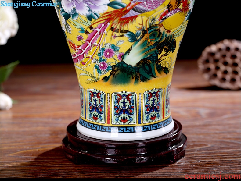 Mesa of jingdezhen ceramic vase colored enamel Chinese antique household flower adornment handicraft office furnishing articles