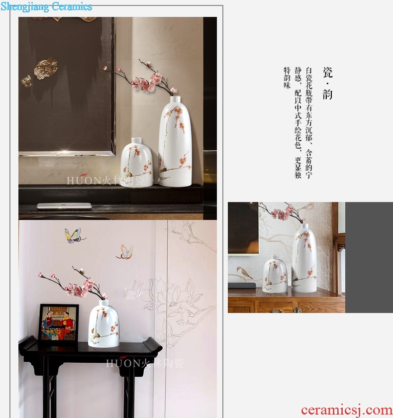 Modern new Chinese vase furnishing articles hand-painted plum blossom white ceramic sitting room TV ark flower arranging zen household act the role ofing is tasted