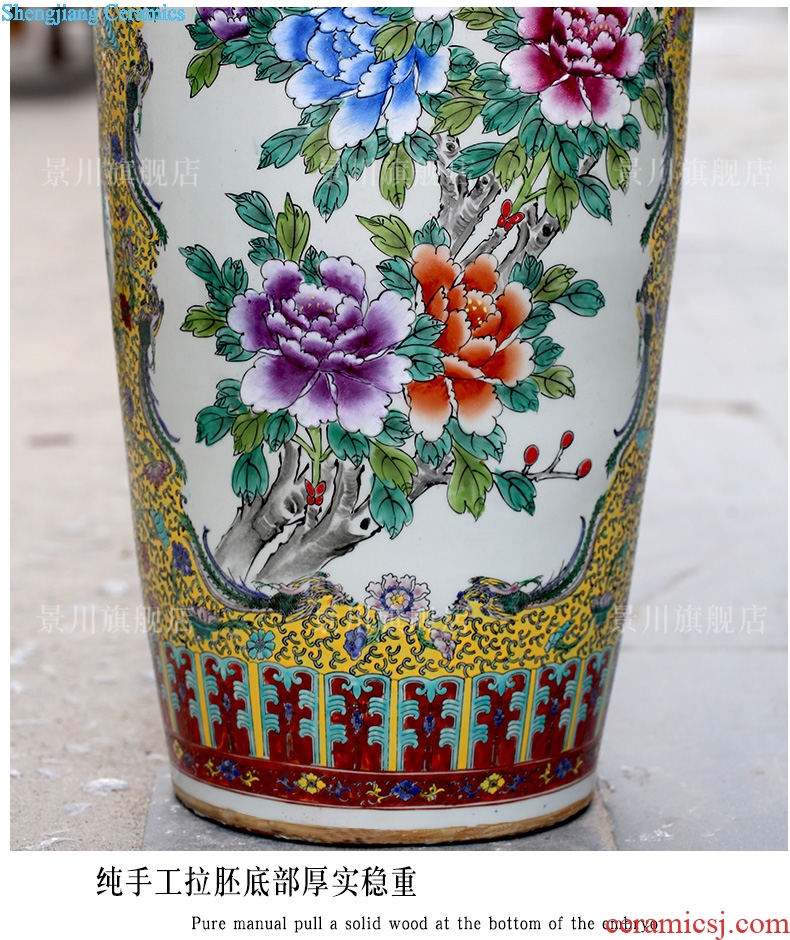 Pastel big vase peony ceramics jingdezhen home sitting room ground large furnishing articles hotel shops Chinese act the role ofing is tasted