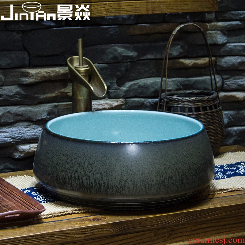 JingYan jingdezhen ceramic sanitary ware platform basin sink circular lavatory basin art antique basin that wash a face