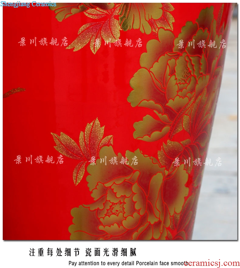 Jingdezhen ceramic floor big vase peony flowers prosperous place sitting room of Chinese style decoration flower arranging dried flower vases