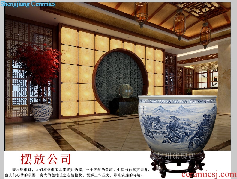 Jingdezhen ceramic sculpture hand-painted landscape painting the sitting room aquarium household garden furnishing articles calligraphy and painting the tortoise cylinder