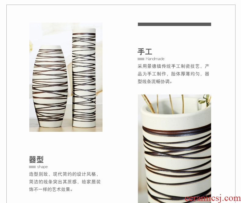 Jingdezhen ceramic vases, three-piece decorations modern creative living room TV cabinet table place flower arrangement