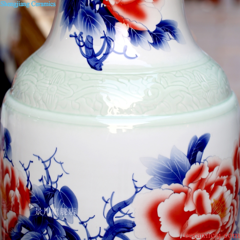 Hand color of large vase peony admiralty bottles of jingdezhen ceramics occupy the modern home furnishing articles sitting room