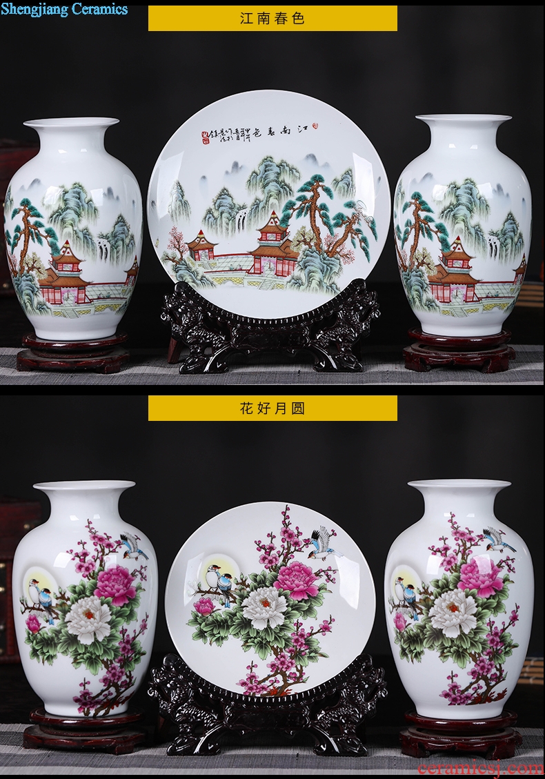 Porcelain of jingdezhen ceramics vase Chinese penjing flower arranging three-piece wine cabinet decoration plate of household decoration