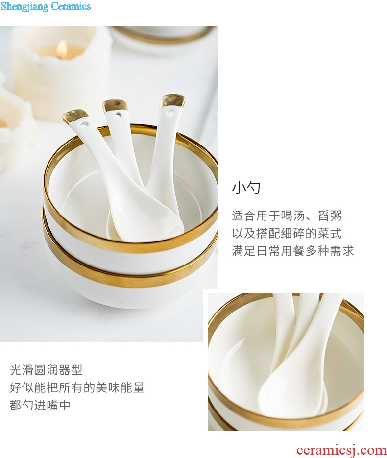 Ijarl million jia ou household ceramic spoon innovative new bone China tableware kitchen spoon ladle TBSP light