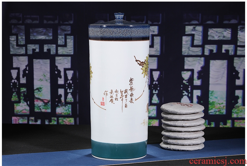 Jingdezhen ceramic hand-painted large tank creative caddy tea tea cake seal retro puer tea pot