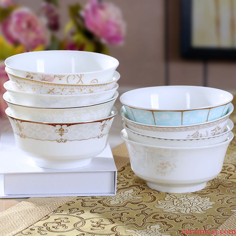 Jingdezhen ceramic bowl 4 pack high bubble noodle dishes contracted bone porcelain tableware household large soup bowl suit