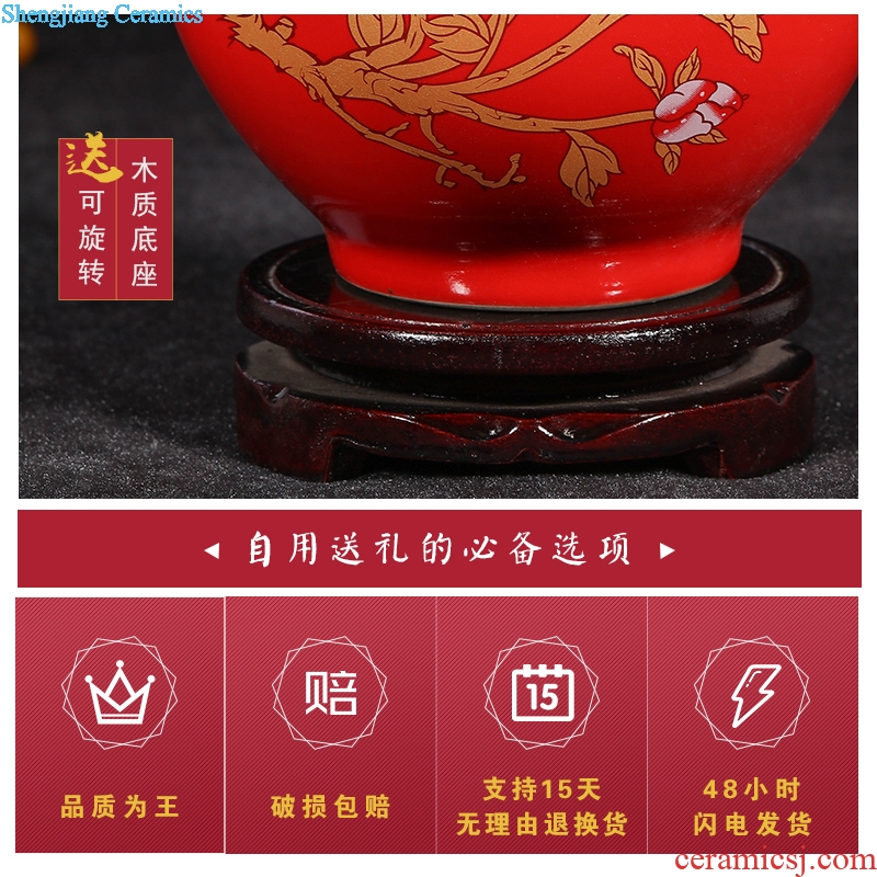 Jingdezhen ceramics China red longfeng gourd furnishing articles sitting room vase vases, modern home decoration