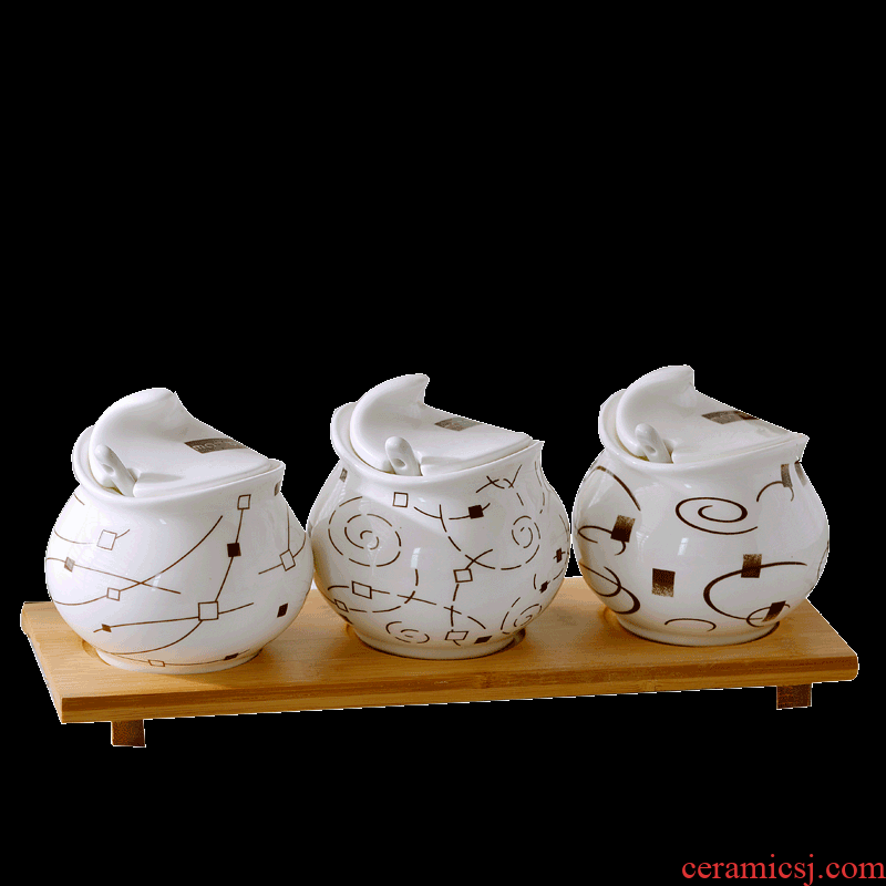 Jingdezhen creative household ceramics seasoning sauce pot set kitchen condiment set pot set combination