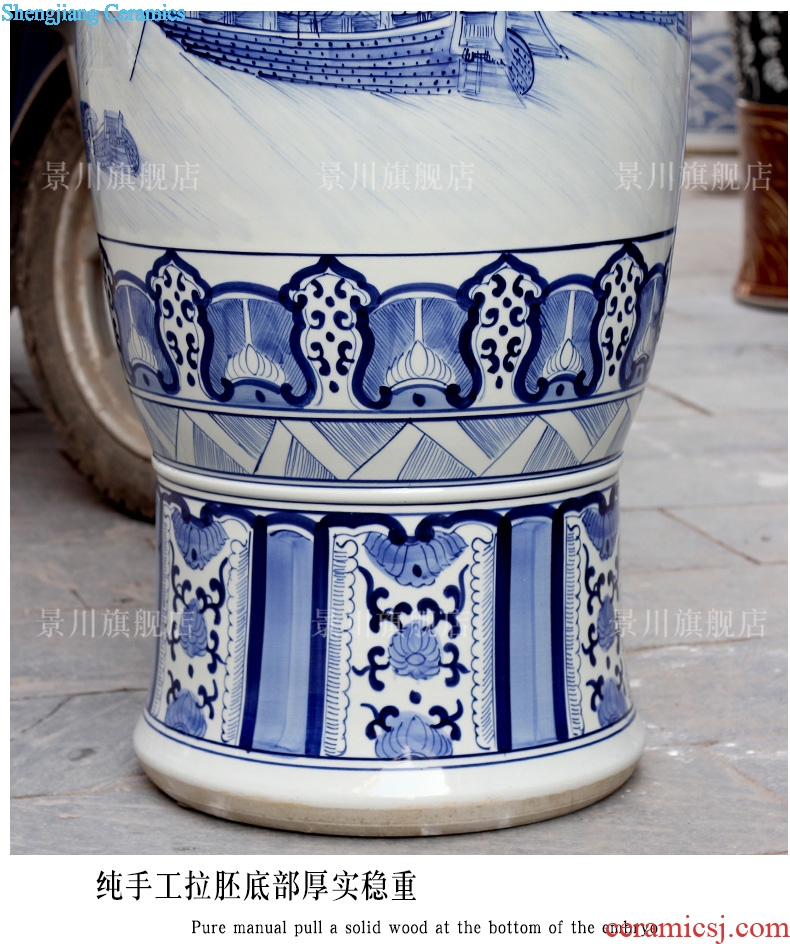 Blue and white porcelain of jingdezhen ceramics hand-painted ching Ming vase painting of large sitting room adornment is placed hotel