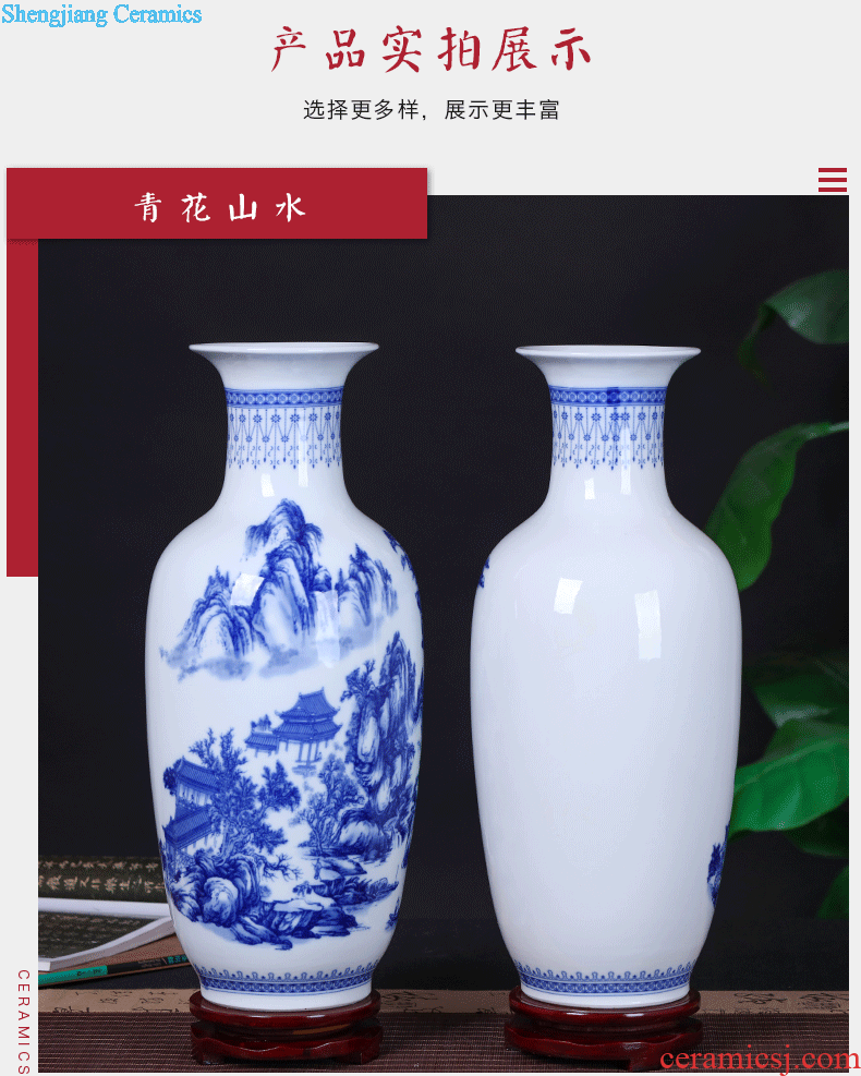 Jingdezhen ceramic vases, blue and white porcelain vases, flower arrangement, modern Chinese style household sitting room adornment handicraft furnishing articles