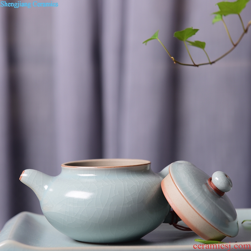 TaoXiChuan jingdezhen your kiln slicing can keep handmade ceramic teapot single pot home azure glaze antique pot