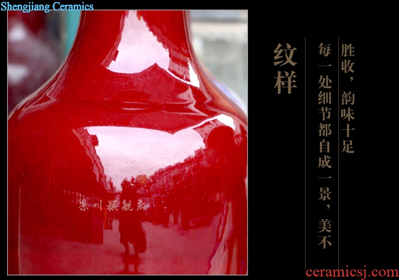 Open the slice of jingdezhen ceramics ruby red archaize crack glaze big vase 50 cm high sitting room adornment furnishing articles