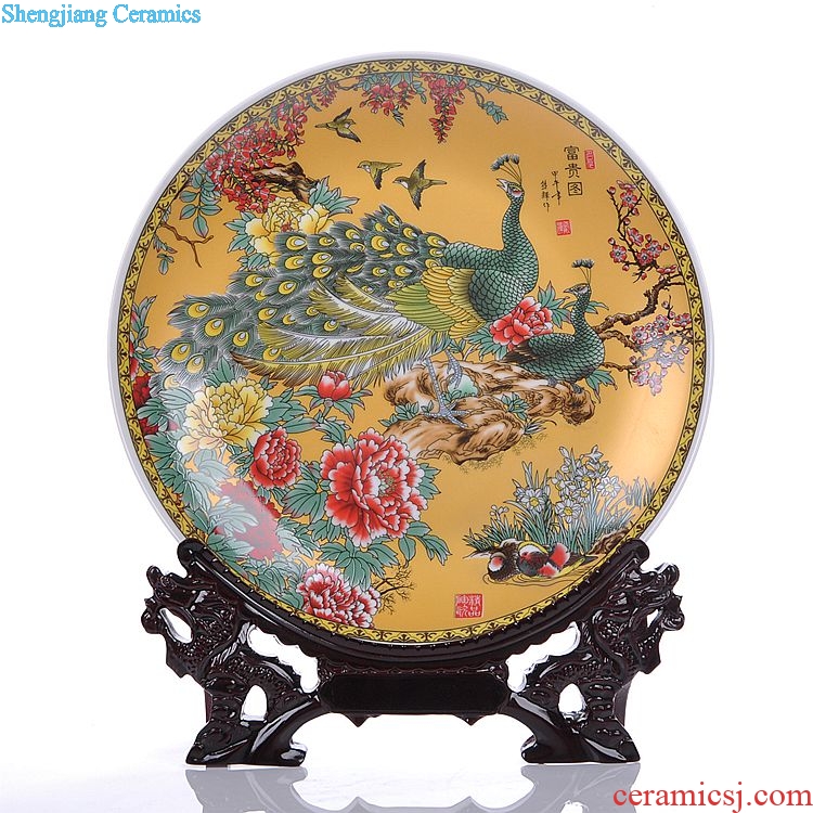 Jingdezhen ceramic blooming flowers hang dish decorative plates home sitting room adornment is placed a wedding gift