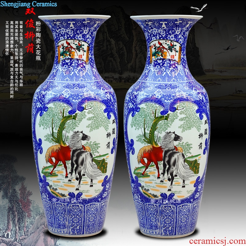 Blue and white porcelain of jingdezhen ceramics archaize lad spring of noise figure of large sitting room place vase hotel decoration