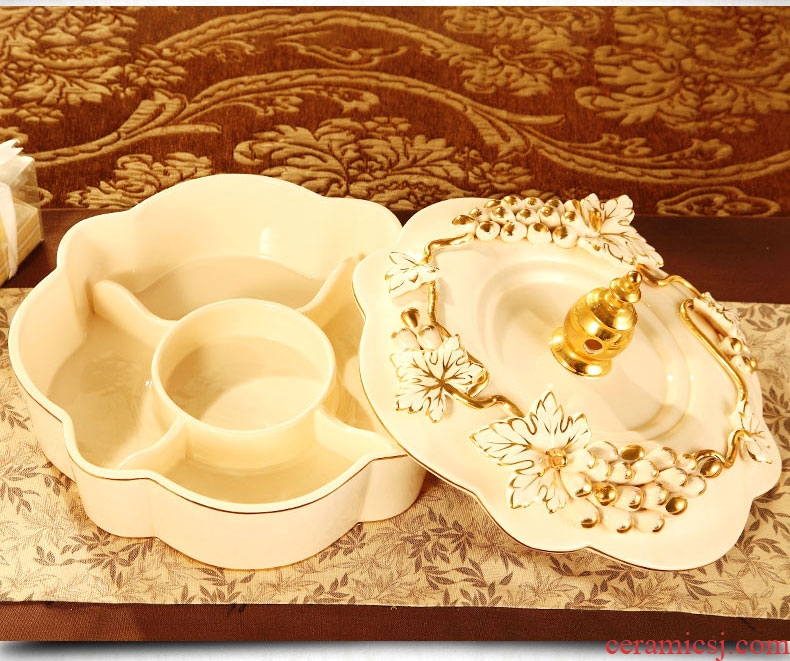 Vatican Sally's European compote luxury home sitting room large ceramic dry fruit tray frame with cover candy box snack plate