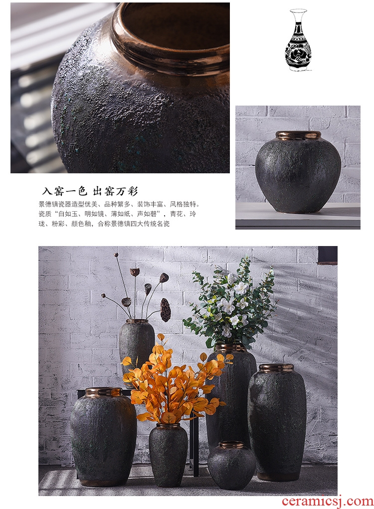 Restore ancient ways the ground dried flowers large vase coarse some ceramic pot sitting room adornment home furnishing articles of jingdezhen ceramics