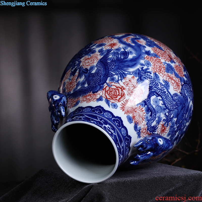 Jingdezhen blue and white porcelain vase furnishing articles sitting room of new Chinese style household ceramics TV ark porch decoration decoration