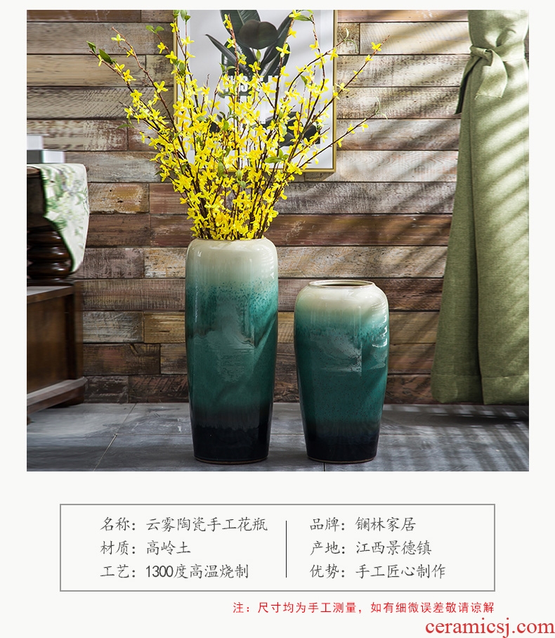 European landing big ceramic vase sitting room of contemporary and contracted hotels puts jingdezhen dried flower simulation flower vase