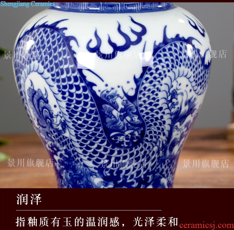 Jingdezhen blue and white dragon ceramics hand-painted mesa floret bottle home sitting room hotel general Chinese penjing tank