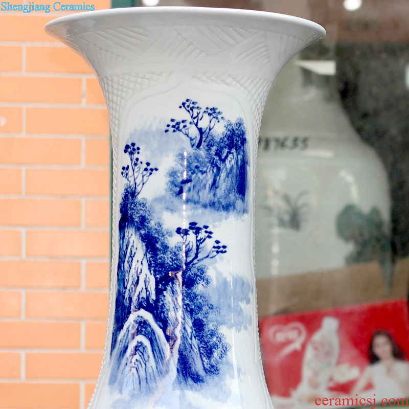 Jingdezhen ceramics has a long history in the bright future of large blue and white porcelain vase hotel furnishing articles in the living room