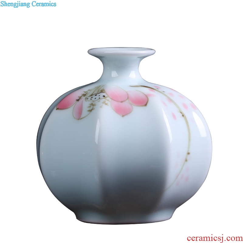 Jingdezhen ceramics mini handmade blue glaze floret bottle furnishing articles flowers pet decorative porcelain decoration