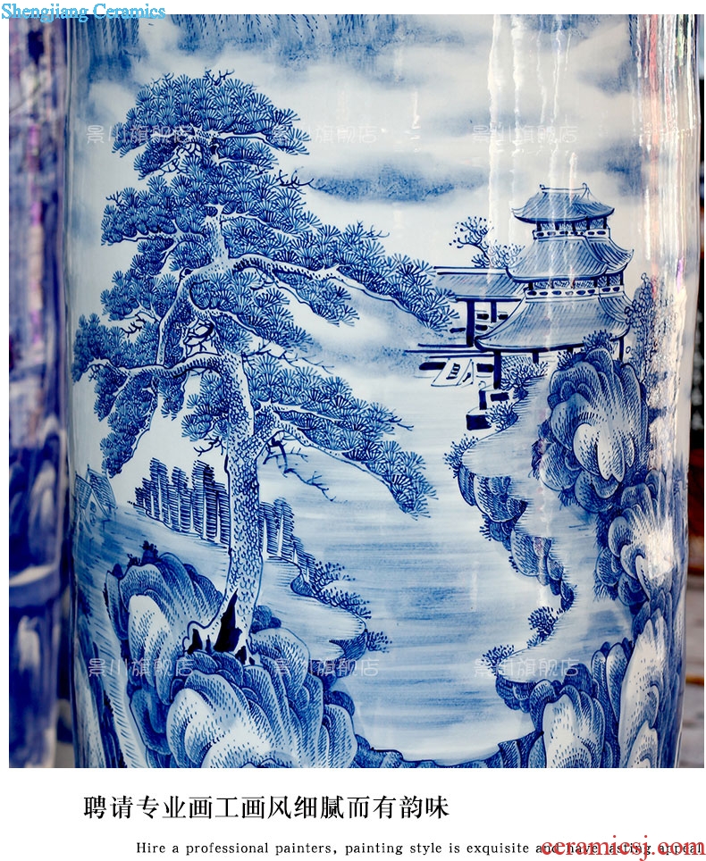 Hand-painted kumsusan river blue and white porcelain vases, pottery and porcelain landing big quiver jingdezhen ceramics furnishing articles