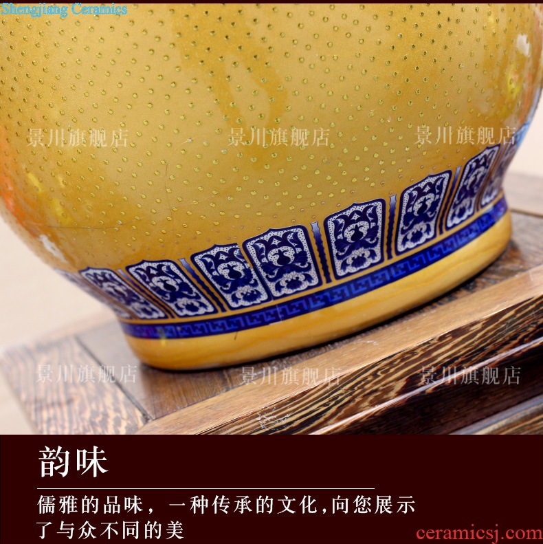 Jingdezhen ceramics powder enamel wave point gold bottle gourd peony sitting room flower arrangement craft vase household act the role ofing is tasted furnishing articles