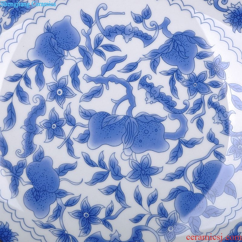 The sitting room of Chinese style household art of jingdezhen ceramics plate QingHuaPan craft supplies creative gifts furnishing articles