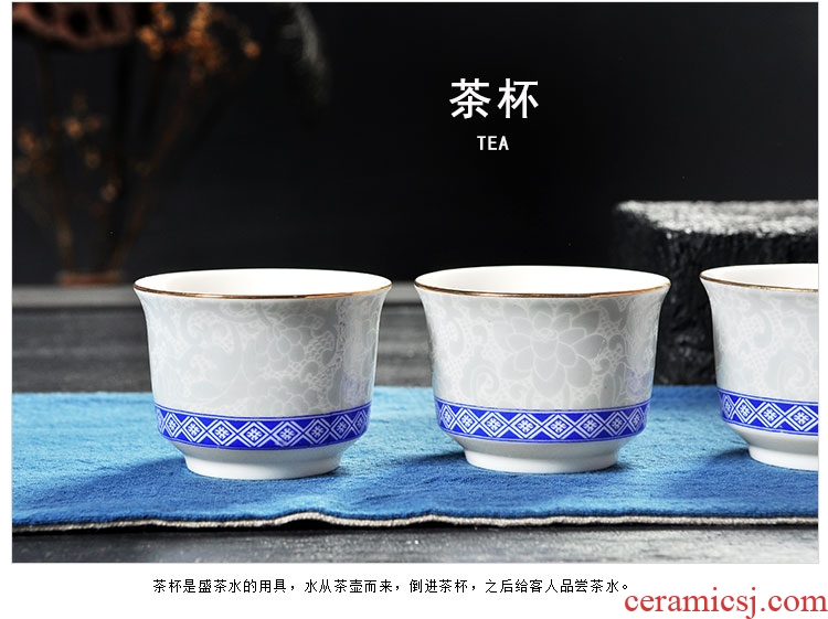 Leopard lam kung fu tea set of household ceramic tea cup of Japanese white porcelain teapot tea sitting room tea bone China
