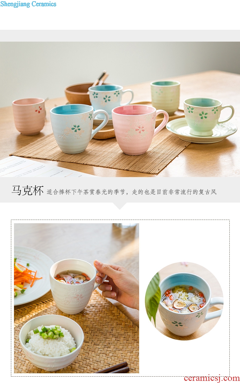 Ijarl million fine Korean Japanese glass ceramic cup coffee cup mug cups milk cup cherry blossoms