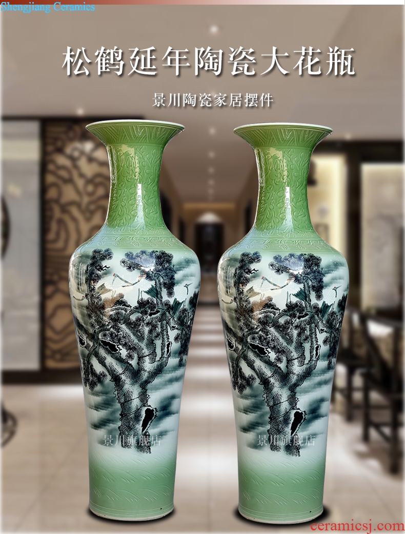 Pine crane live color ink big vase jingdezhen ceramics sitting room floor furnishing articles study Chinese style household act the role ofing is tasted