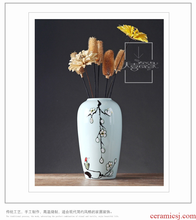 Jingdezhen ceramic vases, modern new Chinese style household creative platform MianRuan sitting room adornment furnishing articles flower arrangement