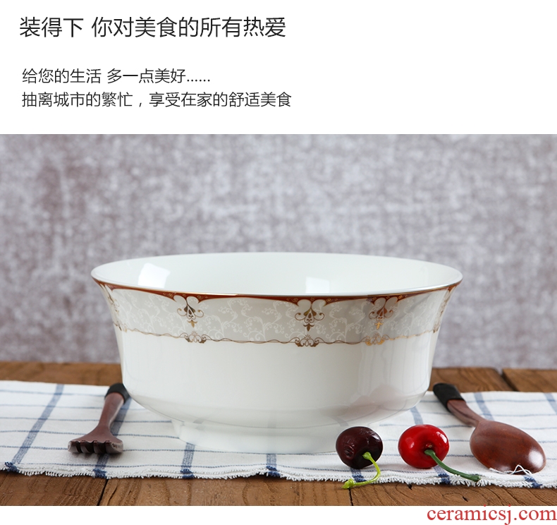 Jingdezhen ceramic household size 8 inches contracted to eat the hot soup bowl noodle bowl can microwave tableware