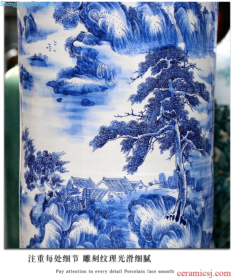 Jingdezhen ceramic hand-painted splendid sunvo landing quiver home sitting room hotel Chinese big vase furnishing articles
