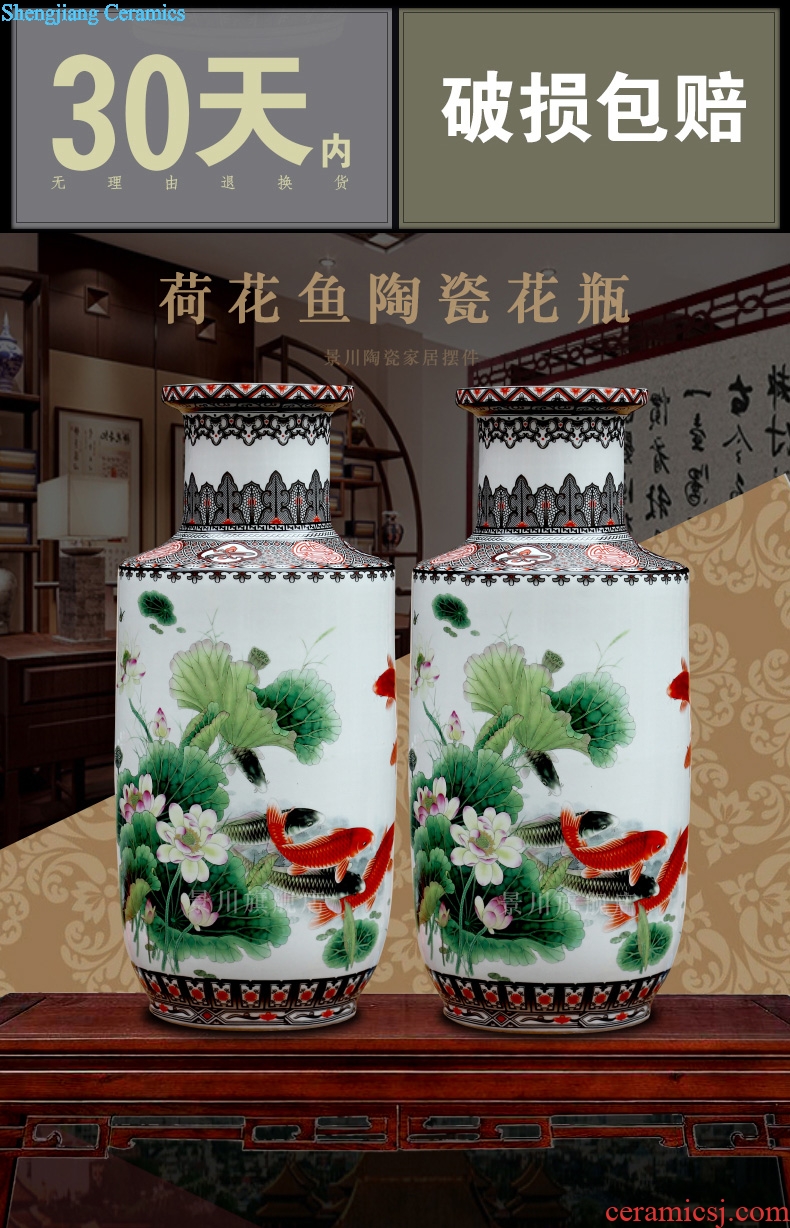 Jingdezhen porcelain lotus fish dry flower arranging flowers sitting room of modern technology of large vase household act the role ofing is tasted furnishing articles