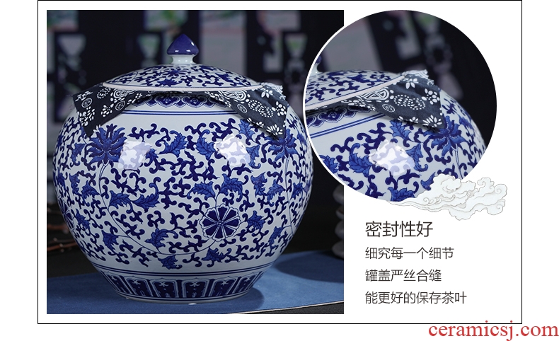 Jingdezhen ceramics large seal pot tea caddy retro store receives big yards puer tea pot