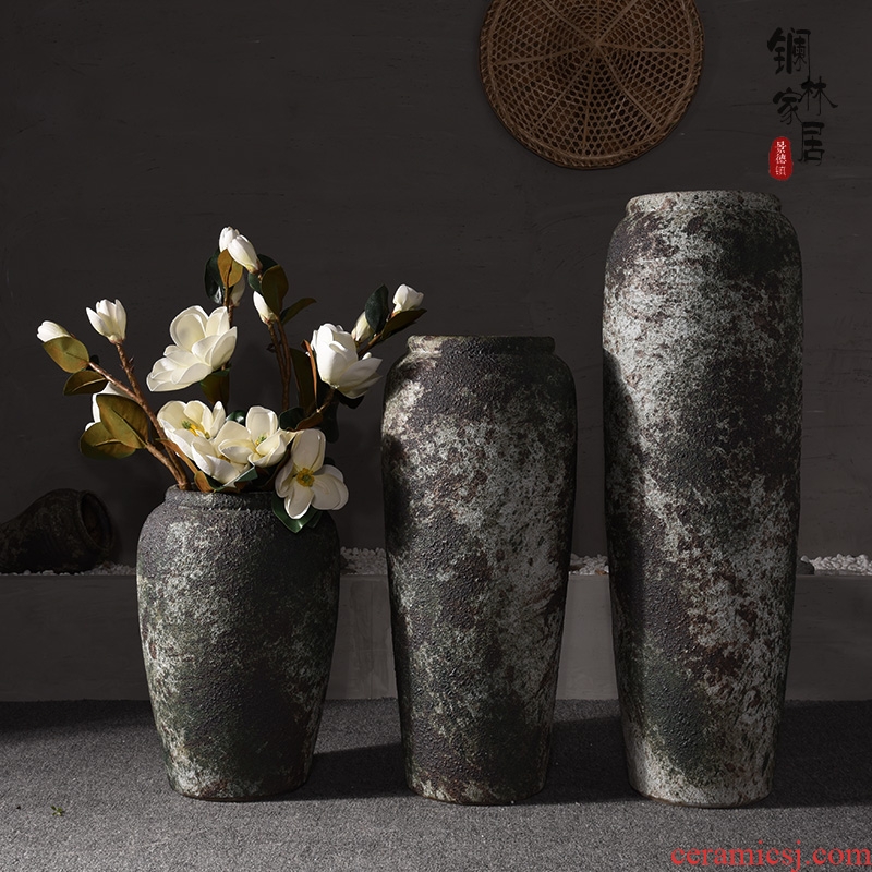 Jingdezhen ceramic sitting room ground to restore ancient ways big vase hotel villa porch flower arranging flower art handmade coarse pottery furnishing articles