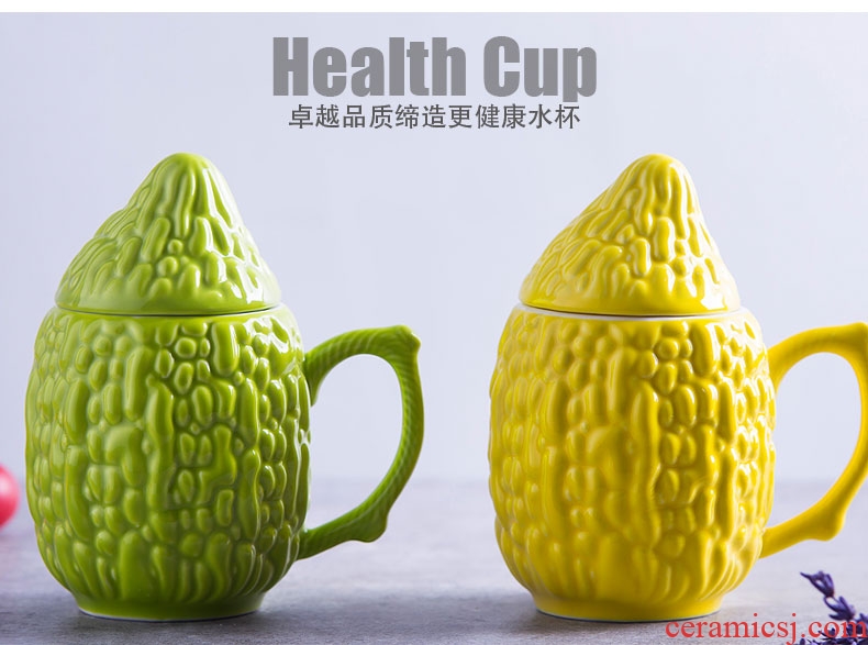 Creative personality trend ceramic cup of milk coffee lovers mugs lovely office balsam pear water in a cup