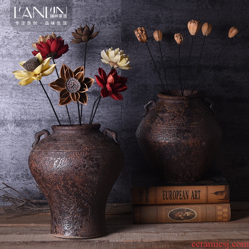 Jingdezhen manual coarse do old archaize unearthed some ceramic jar jar may flower flower vases, flower pot home stay facility to restore ancient ways