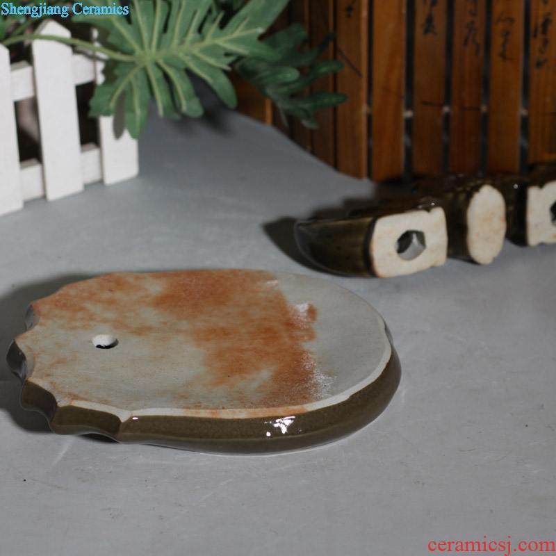 Antique porcelain inkstone bijia single glaze porcelain pen rack bat inkstone archaize Wen Fang appliance